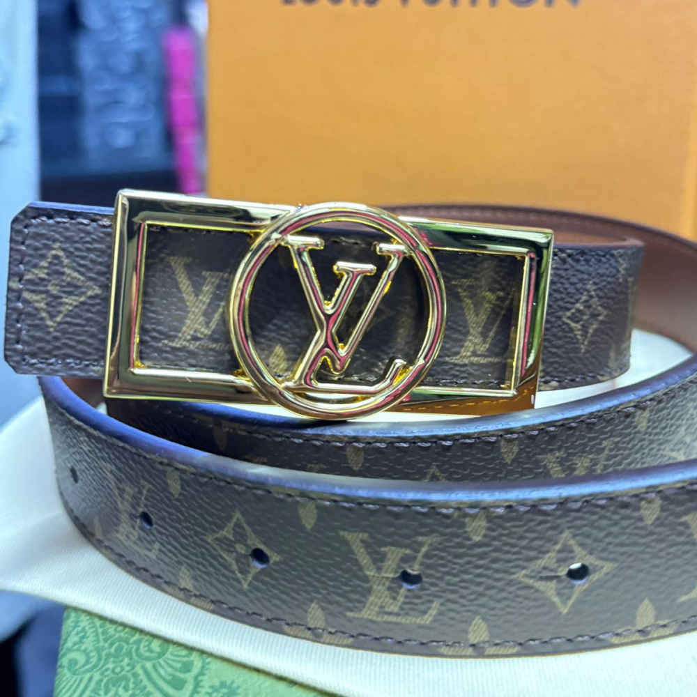 Louis Vuitton Brown & Golden Premium Quality Belt-1