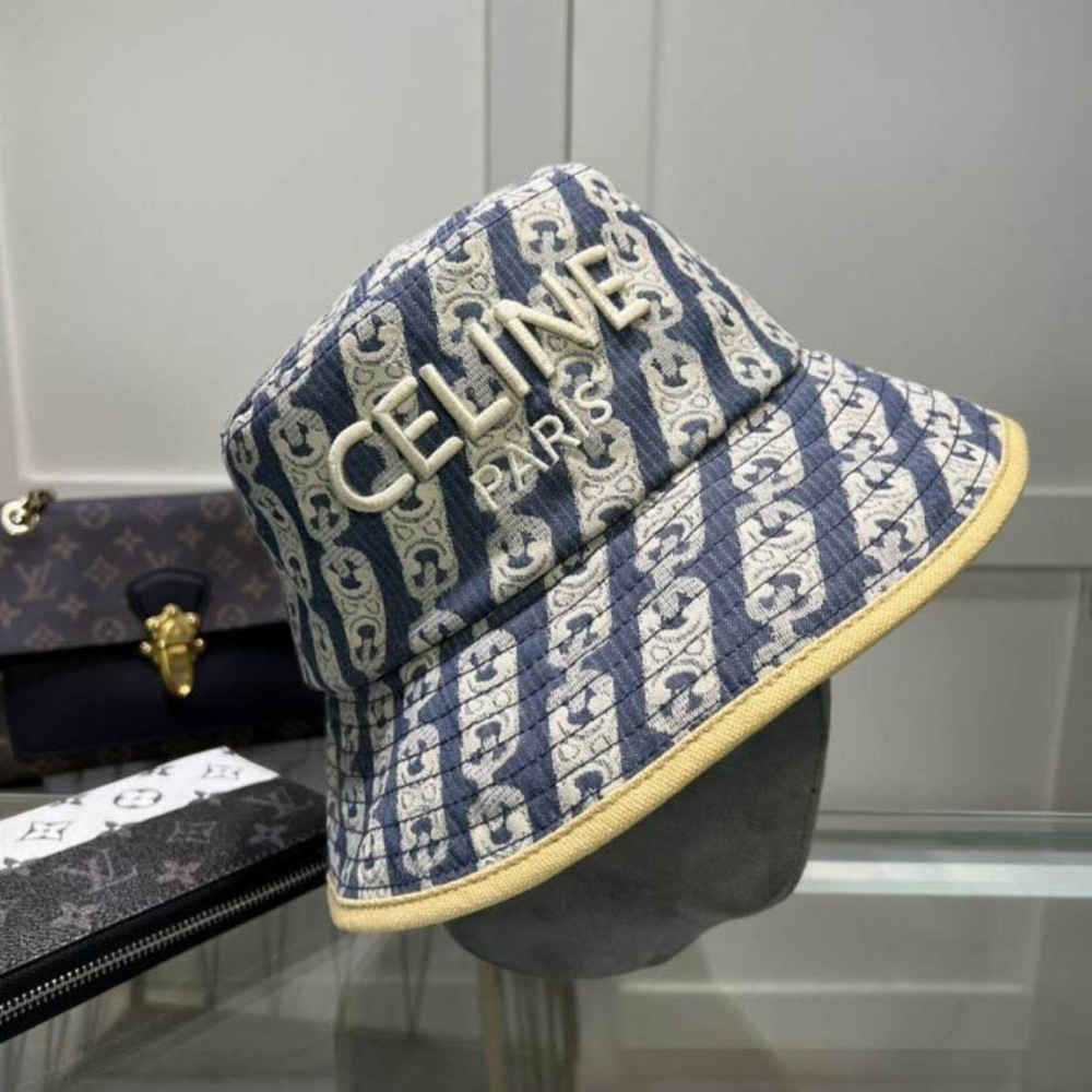 Celine White & Blue Premium Bucket Cap-thumb-2