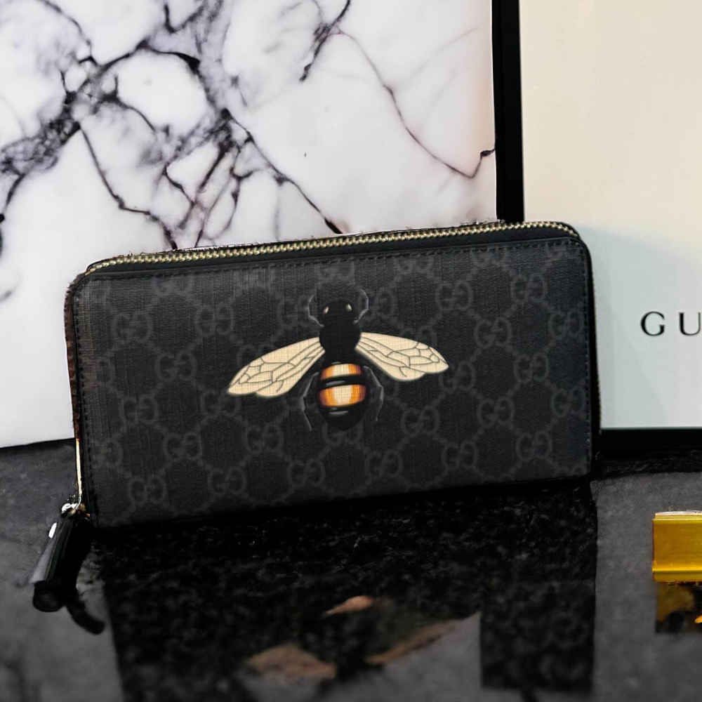 Gucci GG Supreme Monogram Bee Print Long Wallet-thumb-2