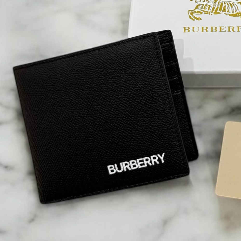 Burberry Black Leather Compact Wallet-thumb-1