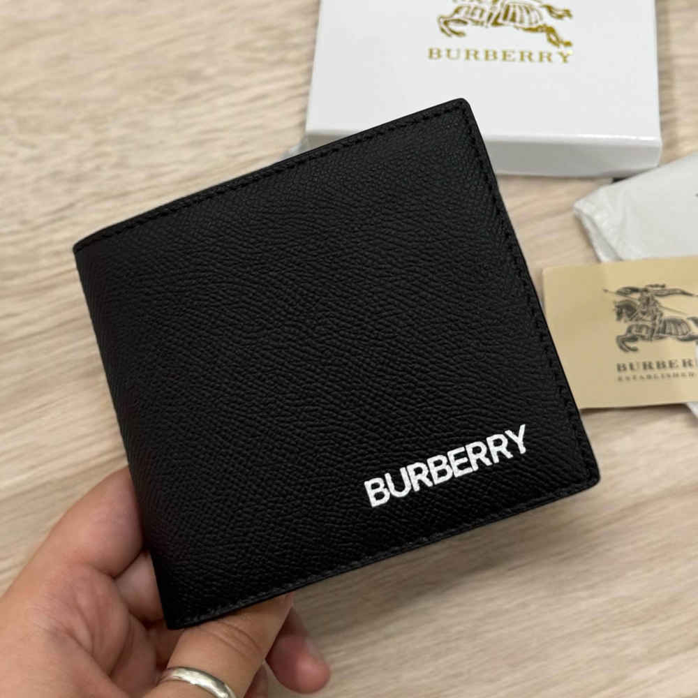 Burberry Black Leather Compact Wallet-thumb-0