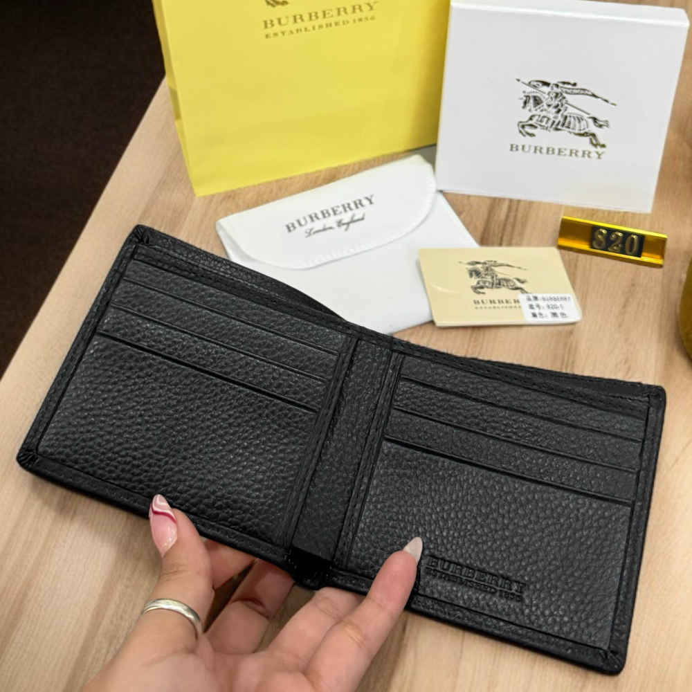 Burberry Black Leather Compact Wallet-thumb-2