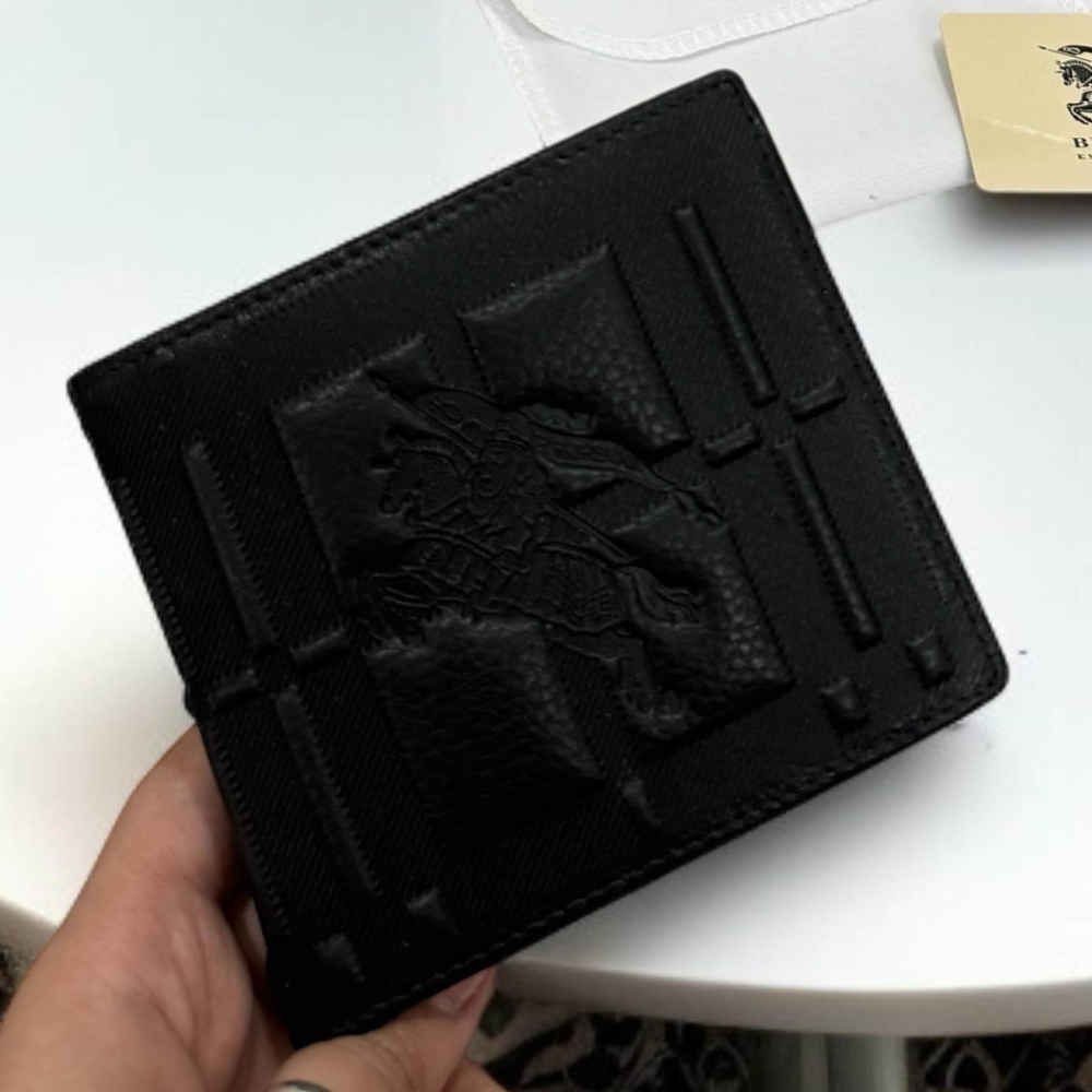 Burberry Black Leather Compact Wallet-thumb-3