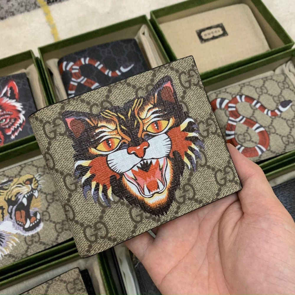 Gucci Angry Cat Print Compact Wallet-2