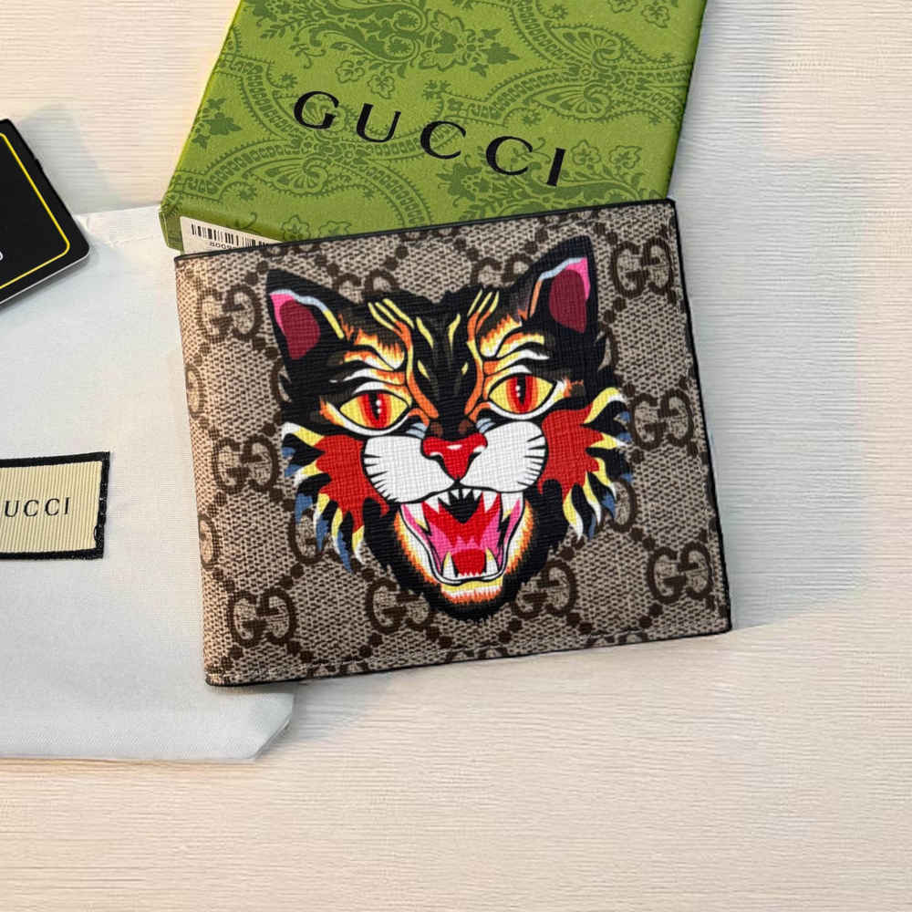 Gucci Angry Cat Print Compact Wallet-1
