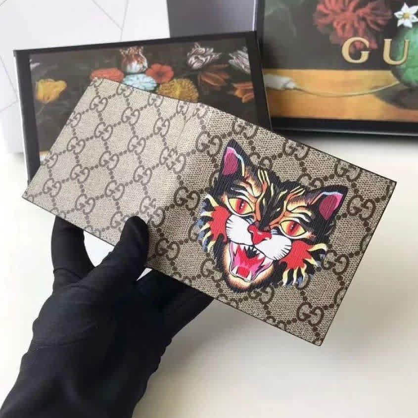 Gucci Angry Cat Print Compact Wallet-4