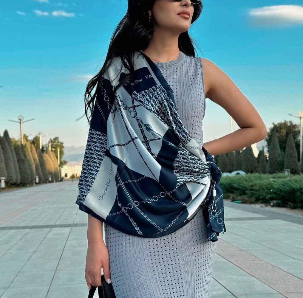 Dior Premium Quality Blue Silk Stole-2