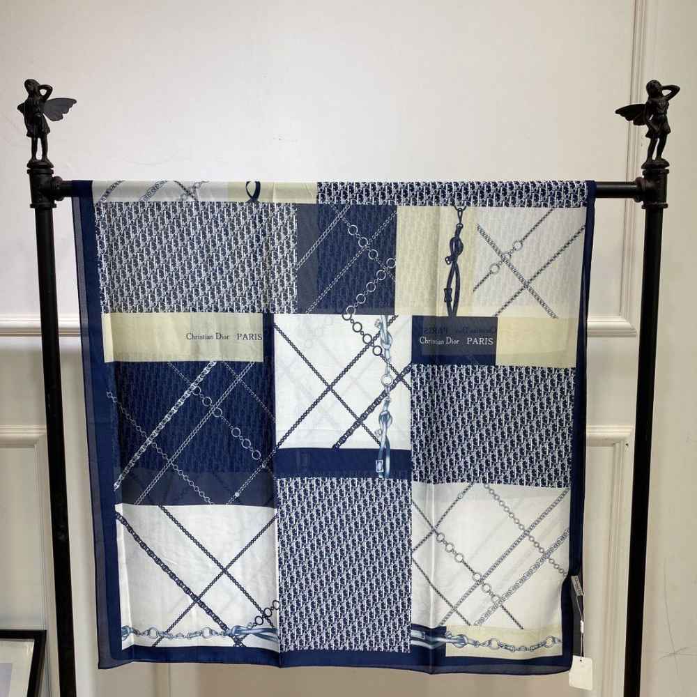 Dior Premium Quality Blue Silk Stole-3