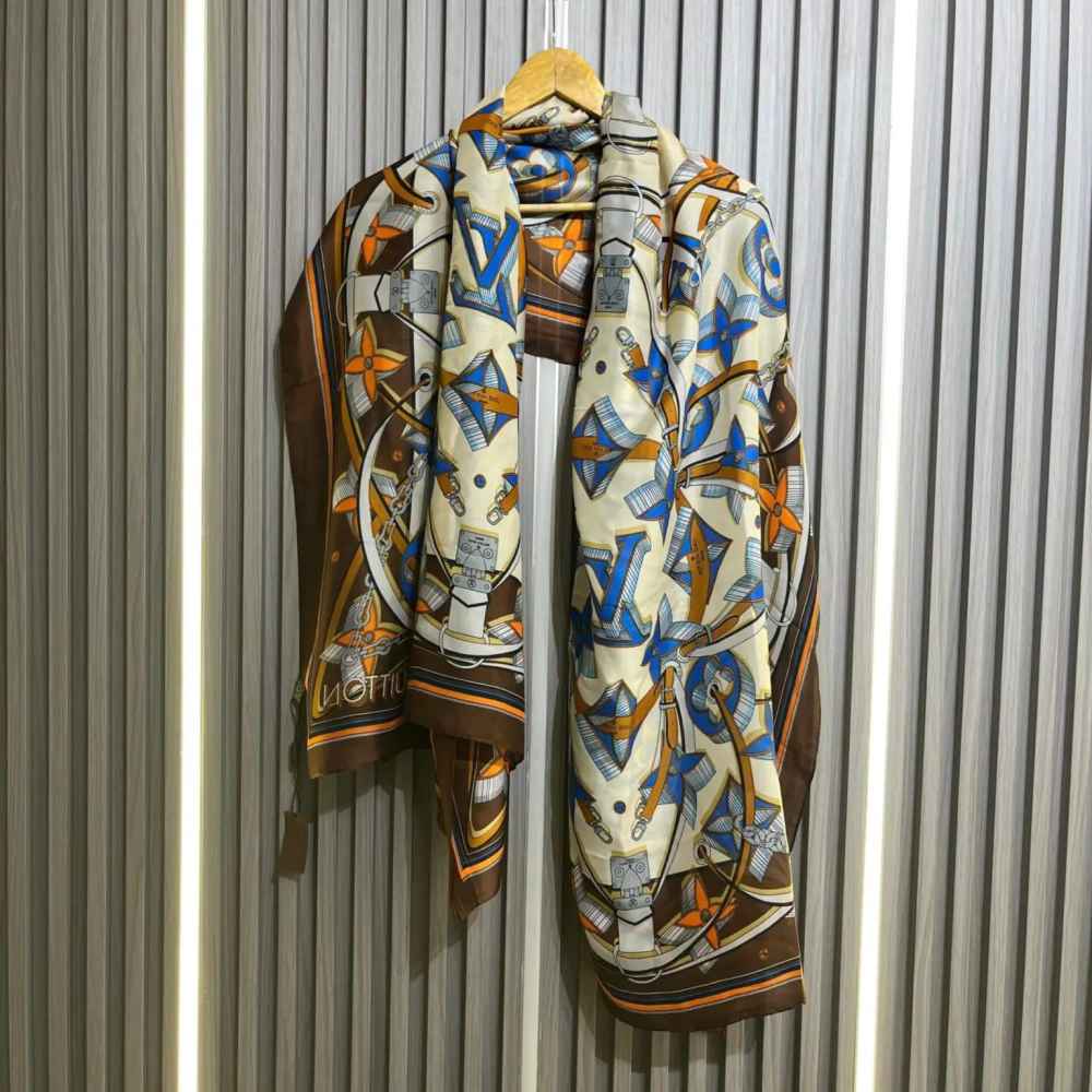 Louis Vuitton Premium Quality Brown & Blue Silk Stole-1