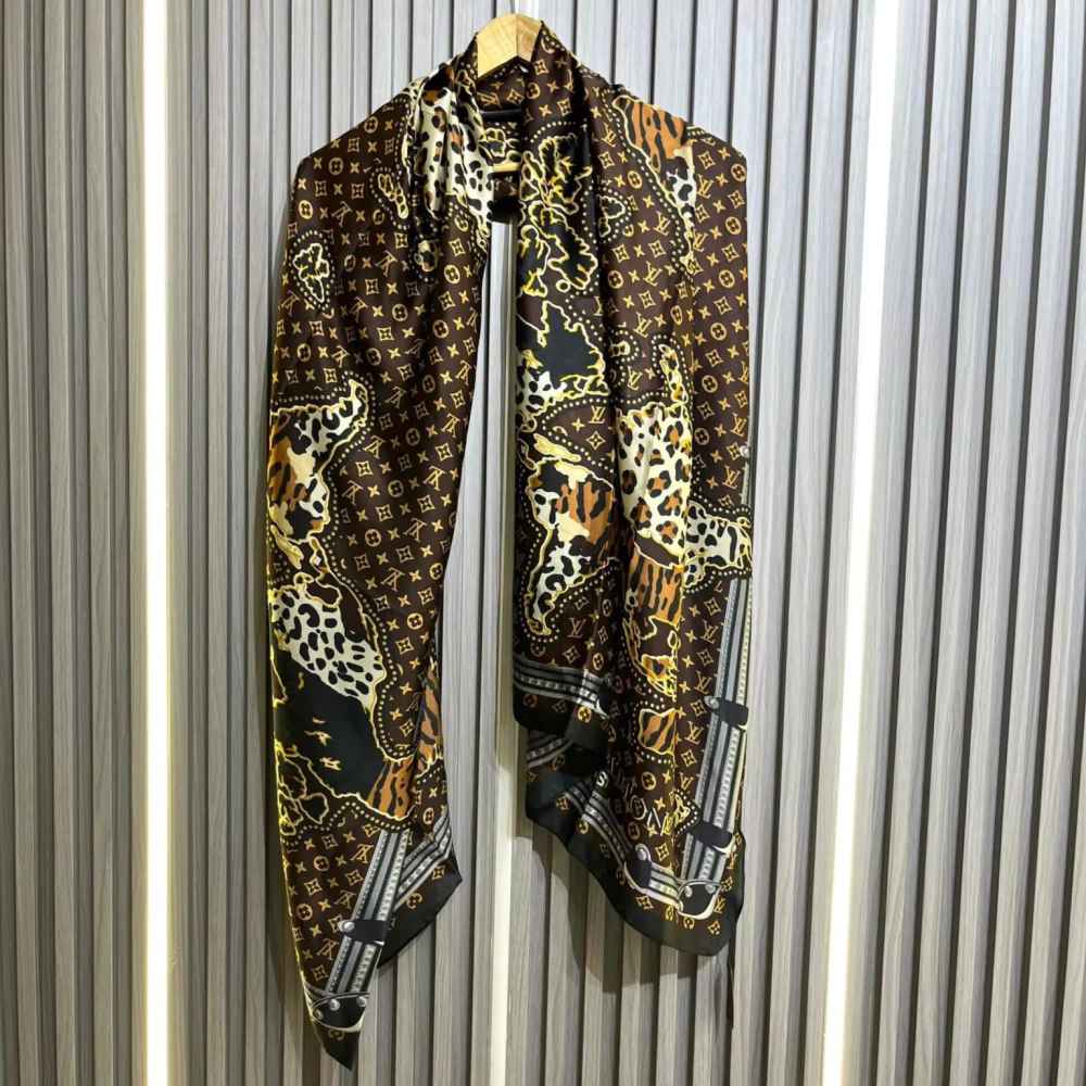 Louis Vuitton Premium Quality Brown Silk Stole-thumb-1