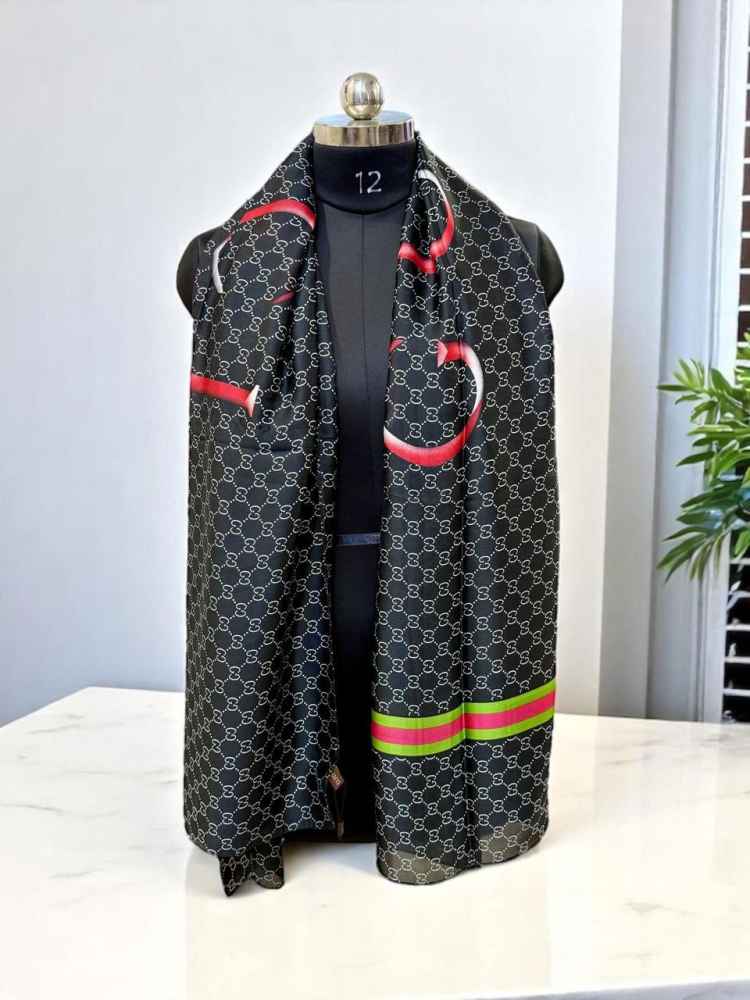 Gucci Designer Black Silk Stole-thumb-0