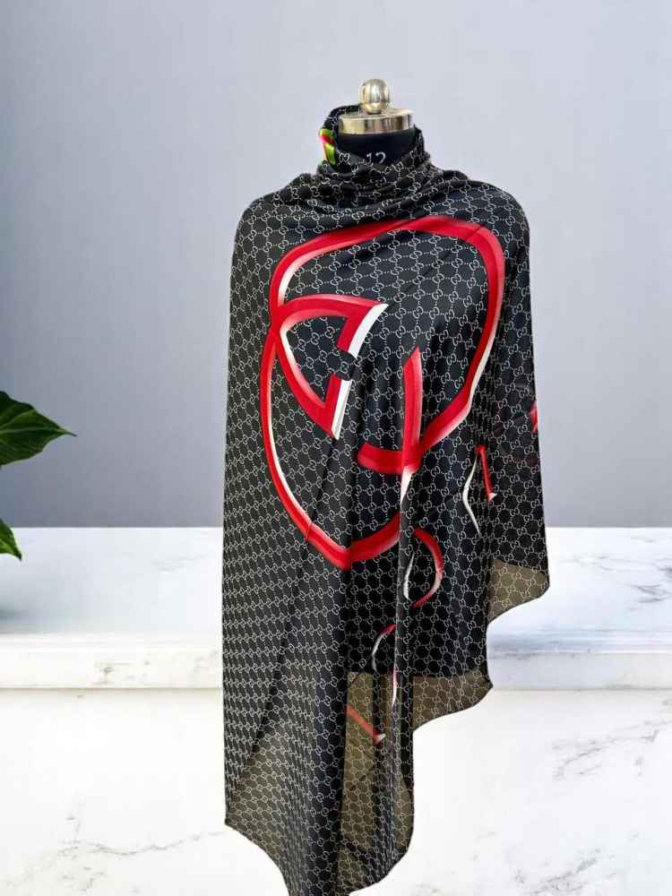 Gucci Designer Black Silk Stole-thumb-4
