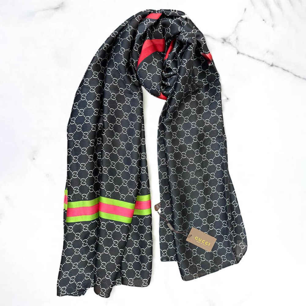 Gucci Designer Black Silk Stole-thumb-1