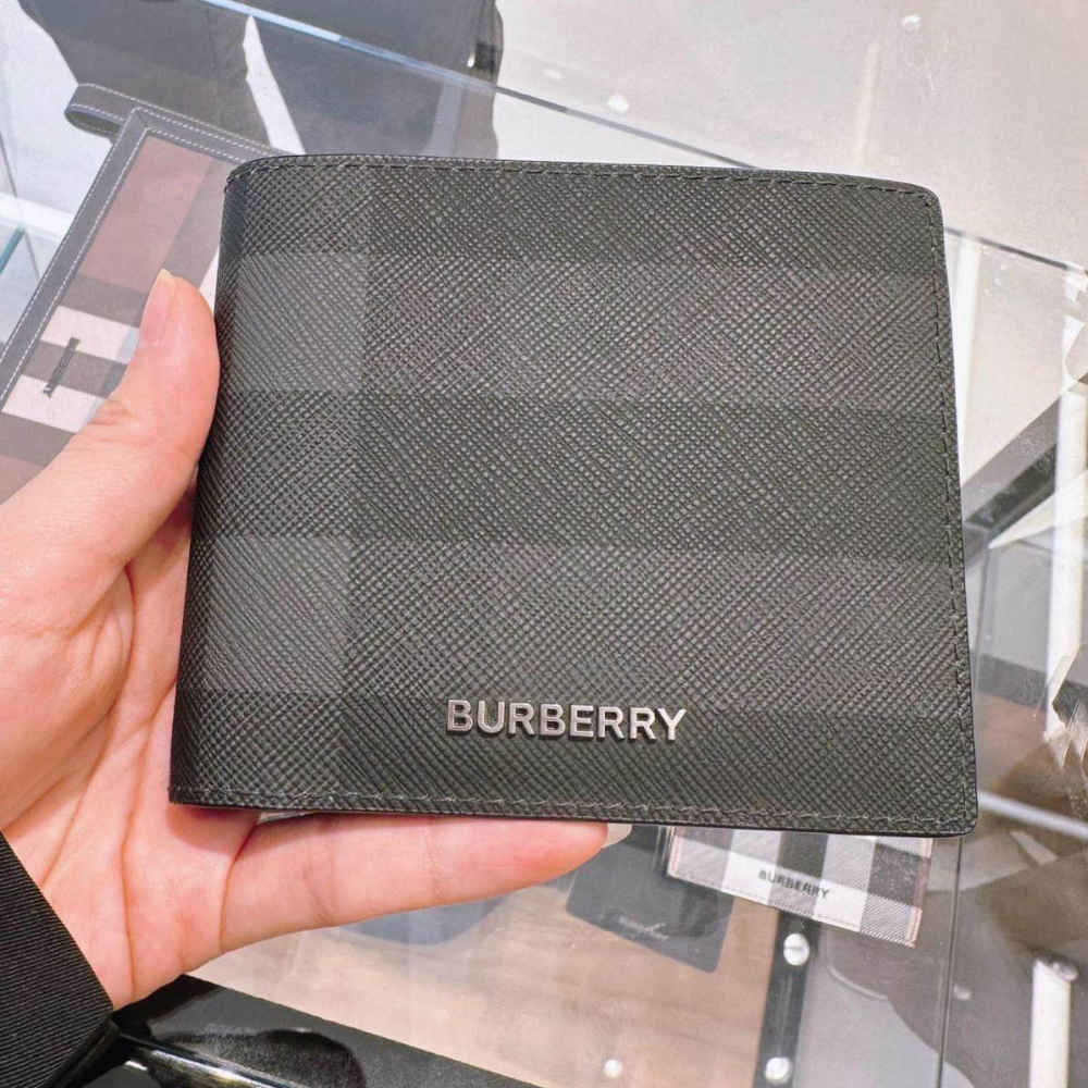 Burberry Black Check and Leather Bifold Wallet-2