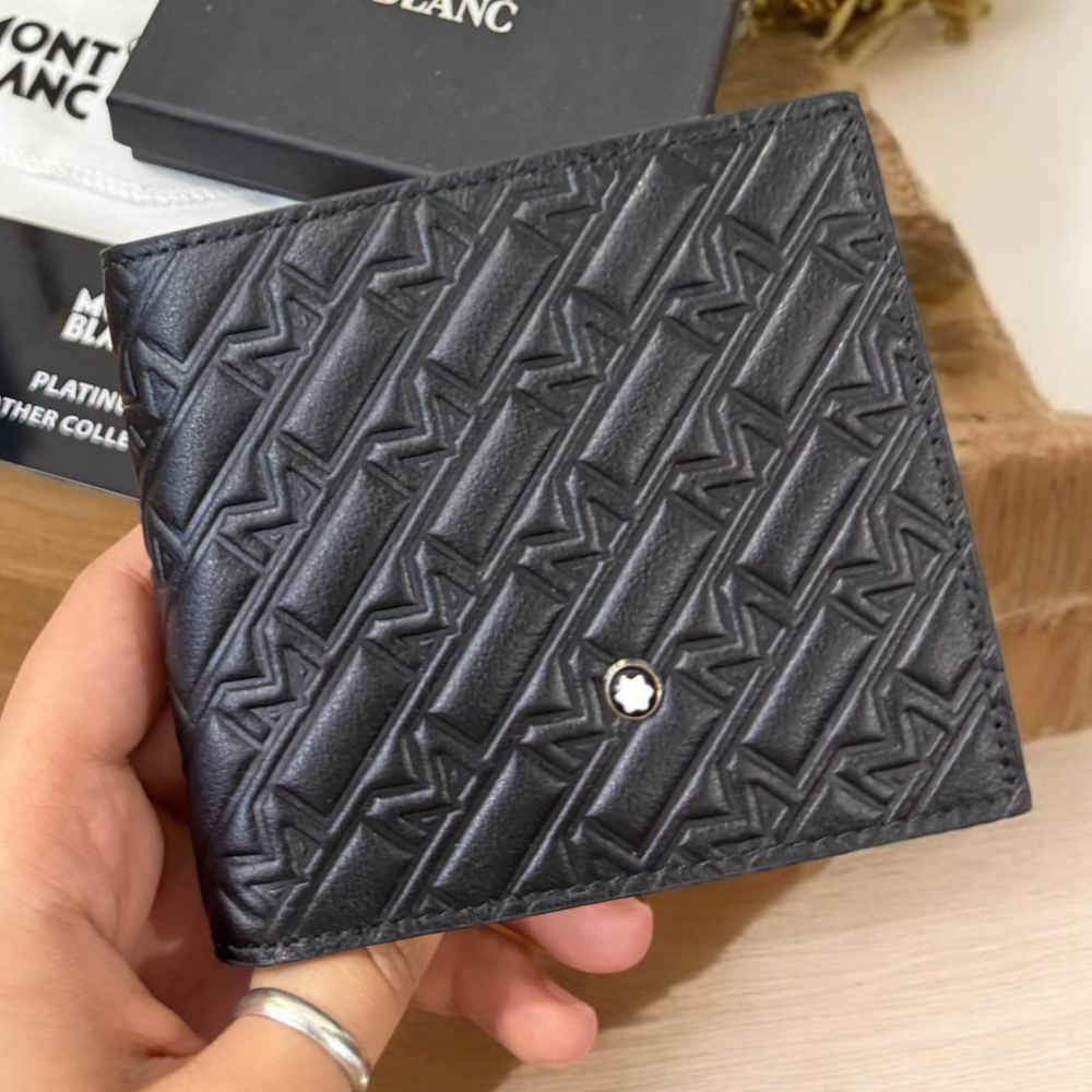 Mont Blanc Black Leather Compact Wallet-thumb-1