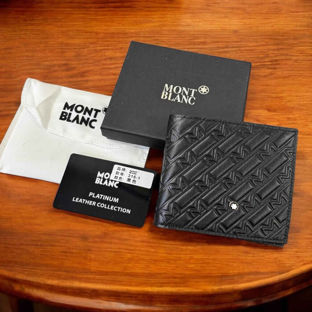 Mont Blanc Black Leather Compact Wallet-thumb-3