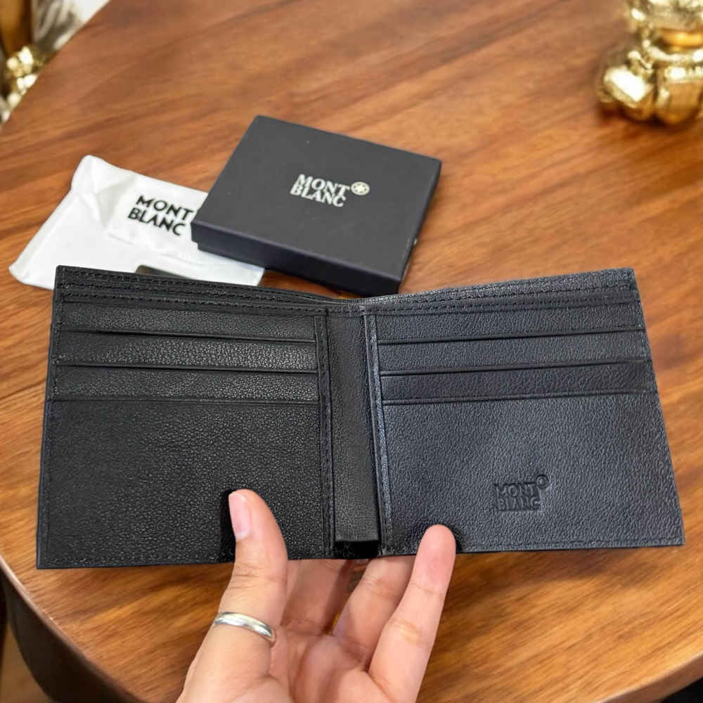 Mont Blanc Black Leather Compact Wallet-thumb-4