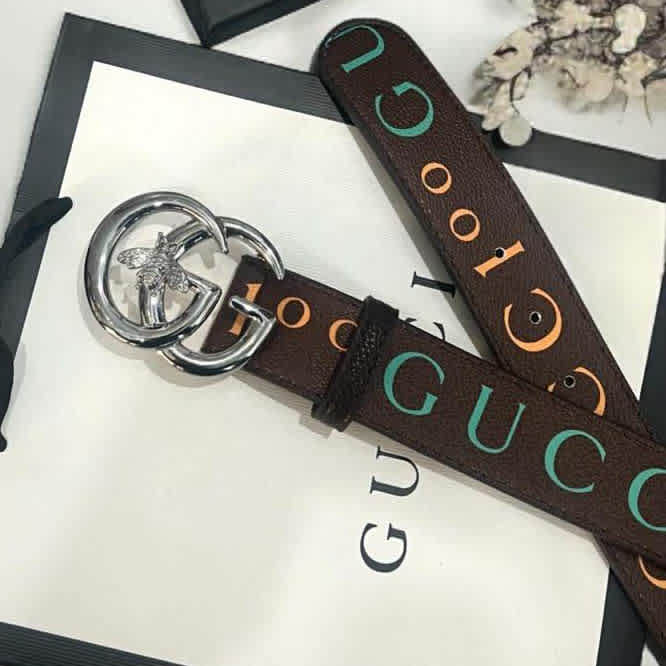 Gucci Brown Embellished Buckle Belt-1