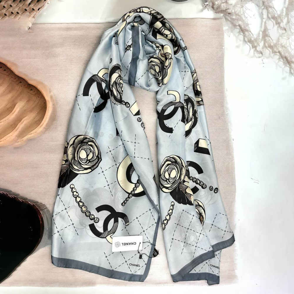 Chanel Premium Quality Blue Silk Stole-thumb-0