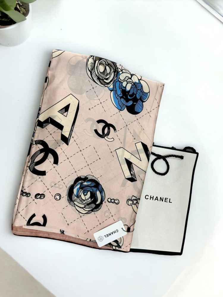 Chanel Premium Quality Pink Silk Stole-thumb-1
