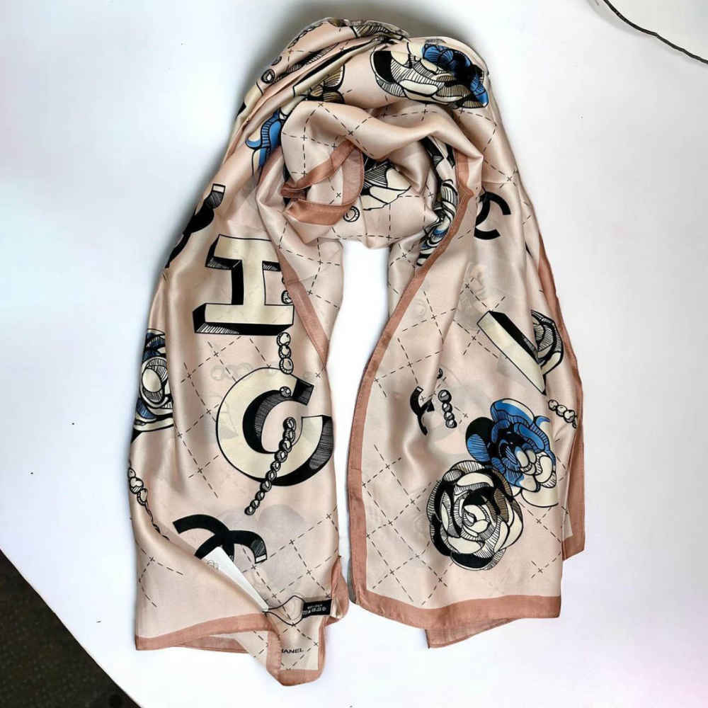 Chanel Premium Quality Pink Silk Stole-thumb-0