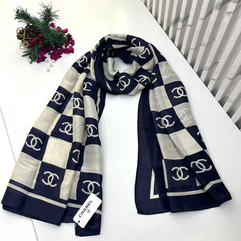 Chanel Premium Quality Black Silk Stole-thumb-0