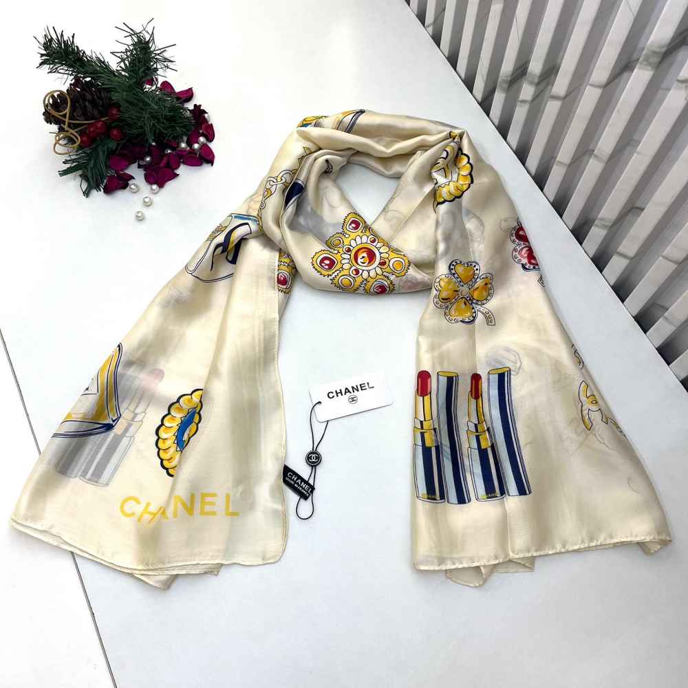 Chanel Premium Quality White Silk Stole-thumb-0