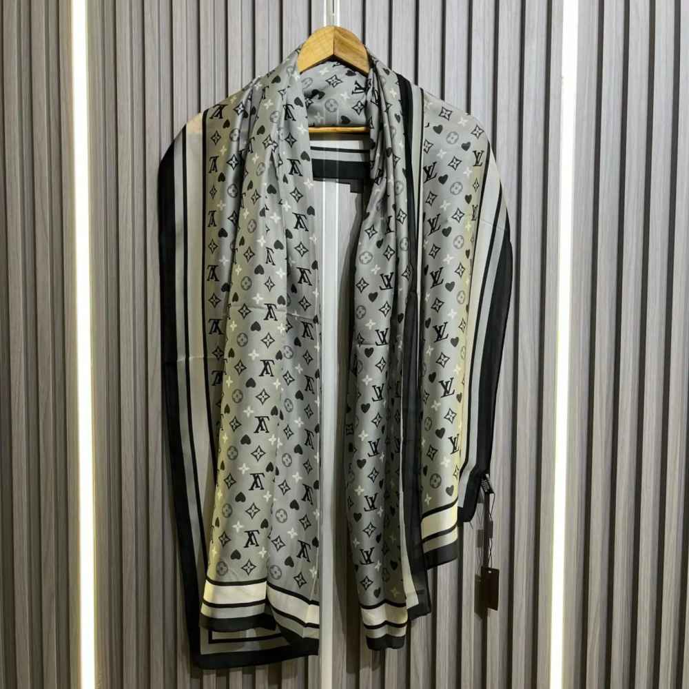 Louis Vuitton Premium Quality Grey Silk Stole-thumb-1
