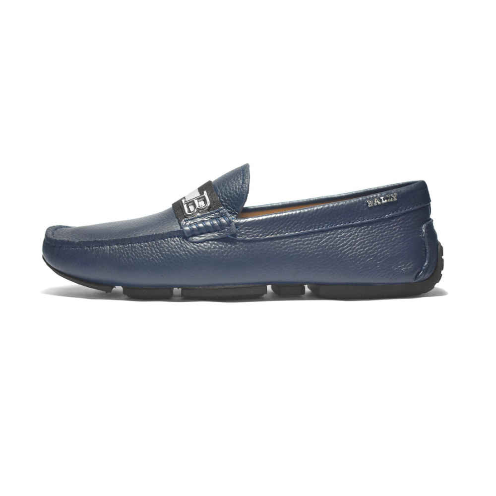 Bally Navy Blue Karlos Kerbs Drivers with Stripe Loafers-1