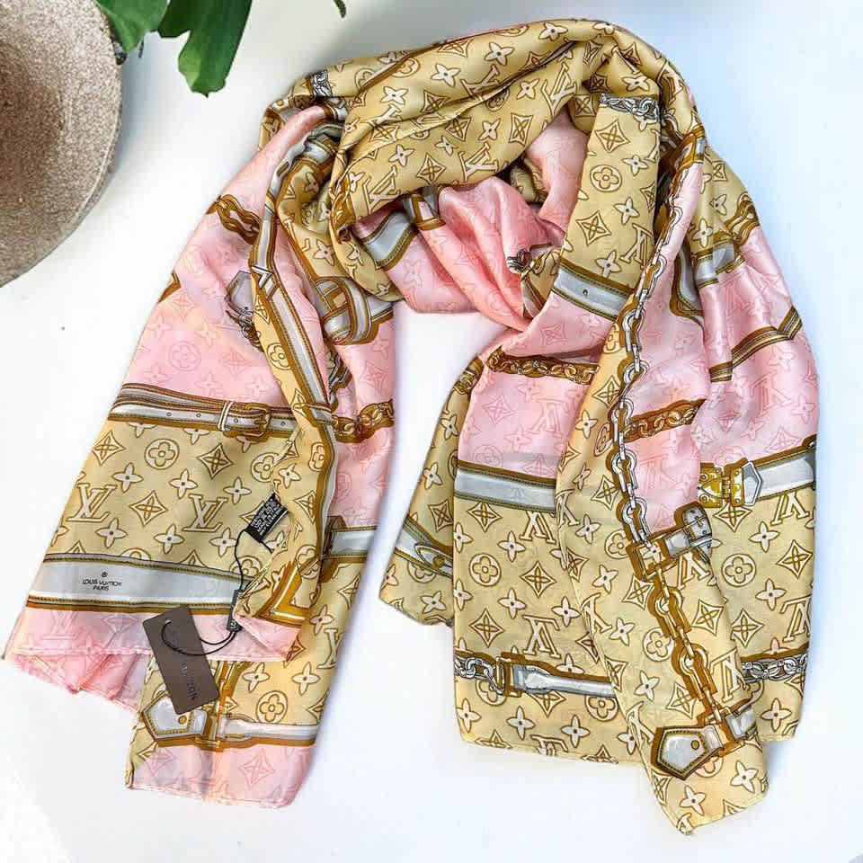 Louis Vuitton Premium Quality Pink Silk Stole-thumb-1
