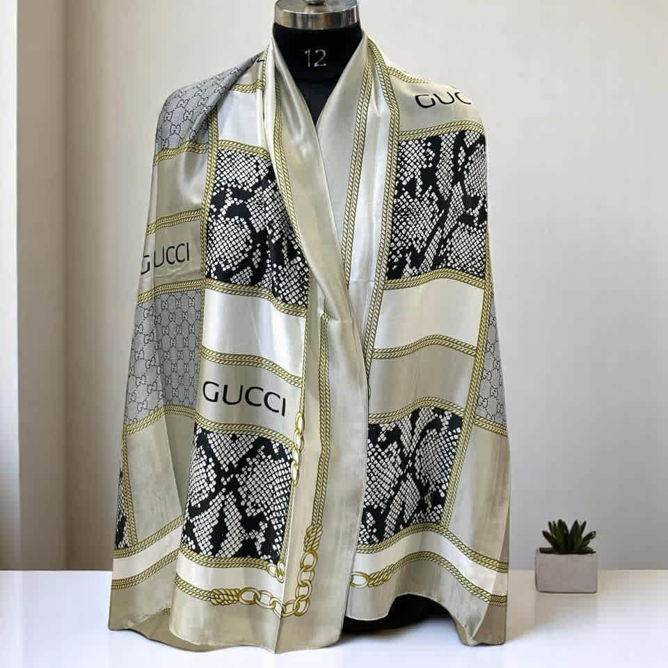 Gucci Designer Multicolor Silk Stole-thumb-2