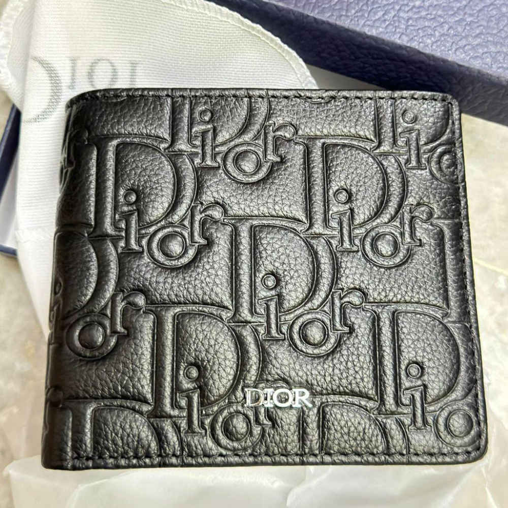 Dior Black Leather Bifold Wallet-thumb-0