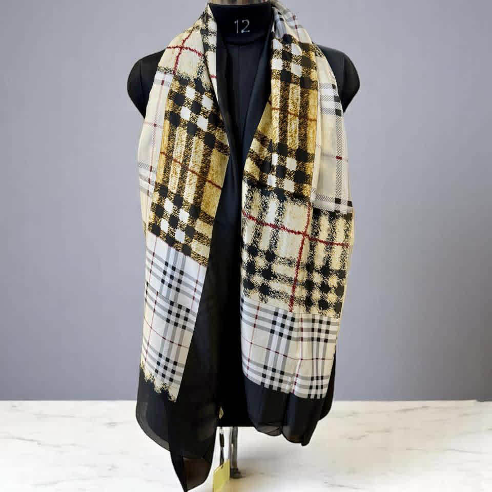 Burberry Designer Black Silk Stole-thumb-3