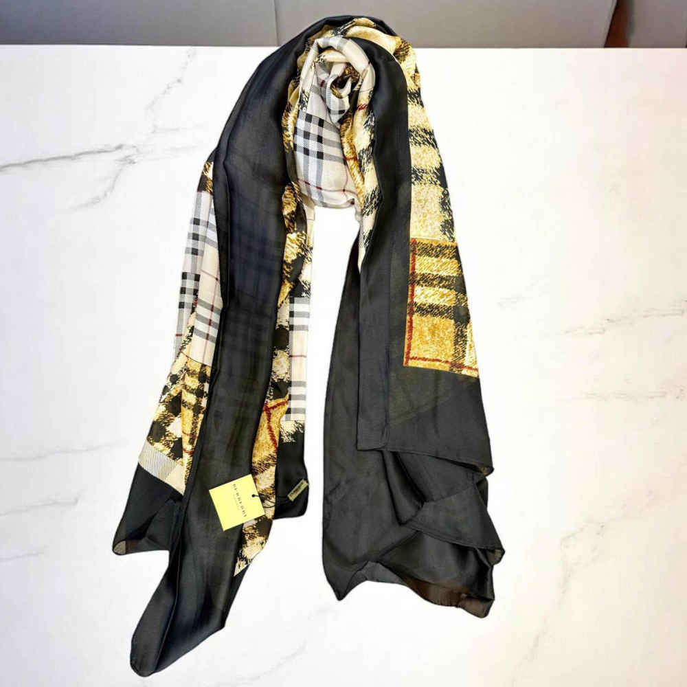 Burberry Designer Black Silk Stole-thumb-0