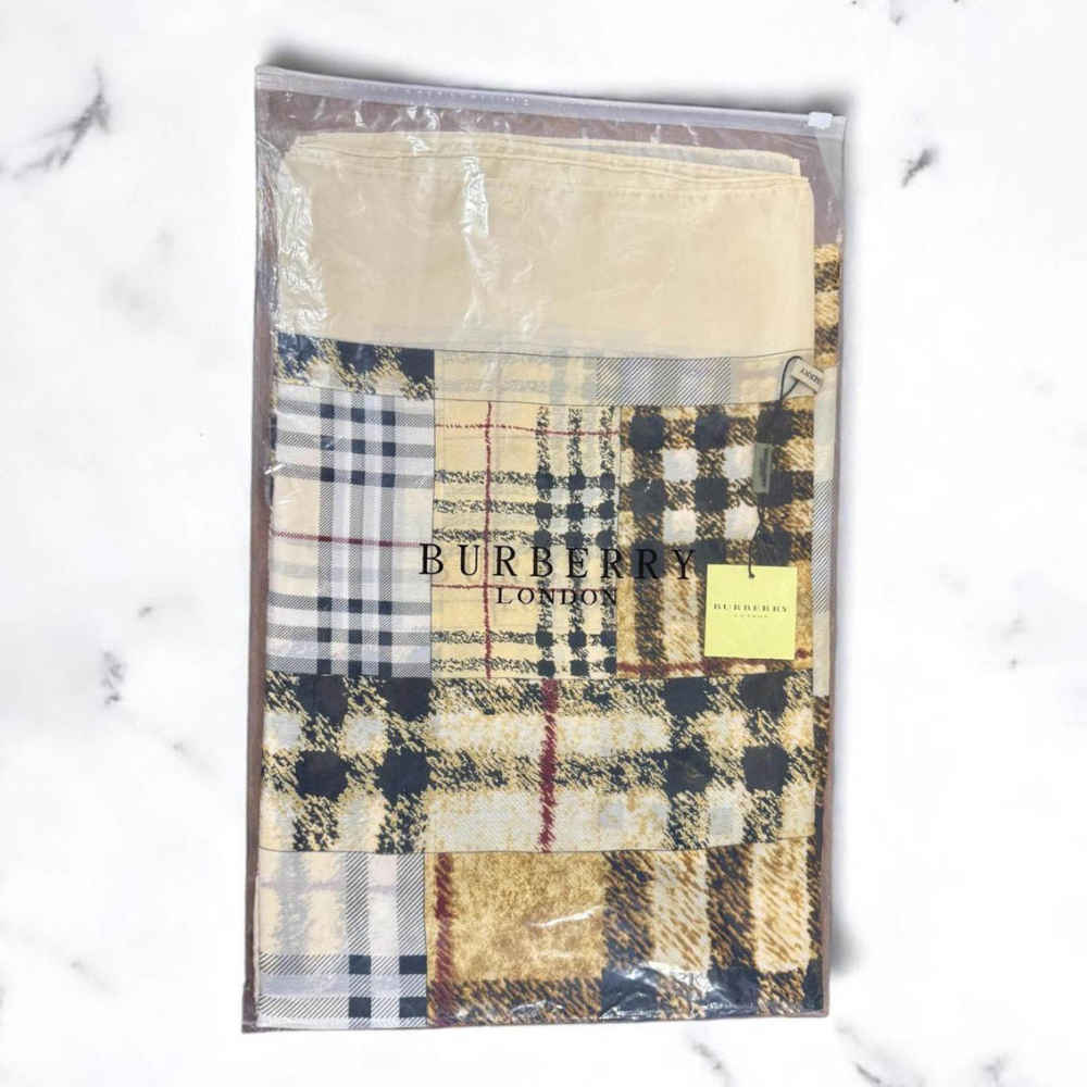 Burberry Designer Cream Check Silk Stole-thumb-3