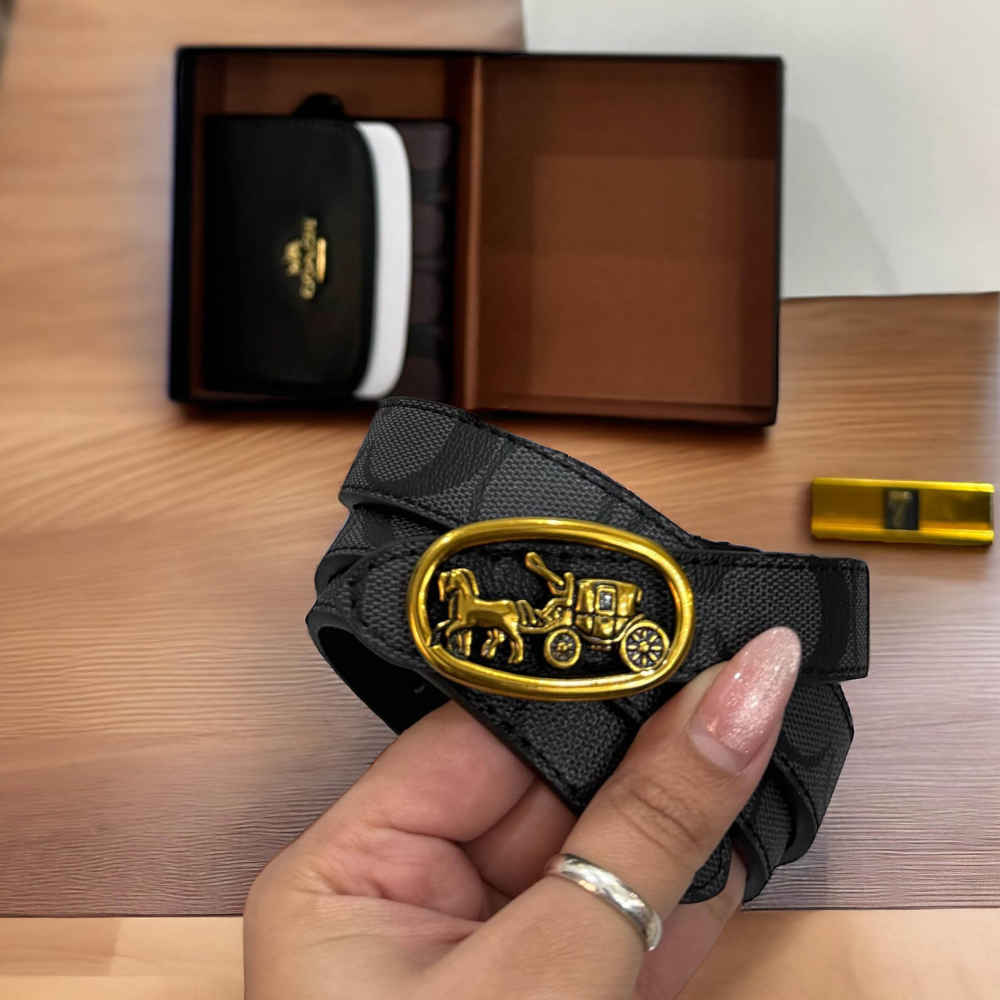 Coach Black 2 in 1 Wallet And Belt-thumb-0