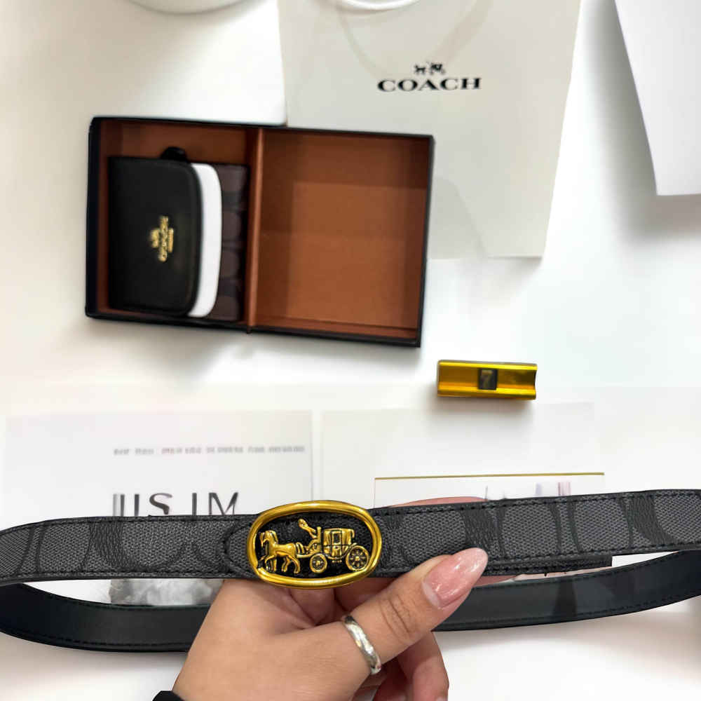 Coach Black 2 in 1 Wallet And Belt-thumb-2