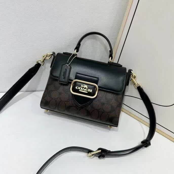 Coach Signature Black Leather Shoulder Bag-thumb-0