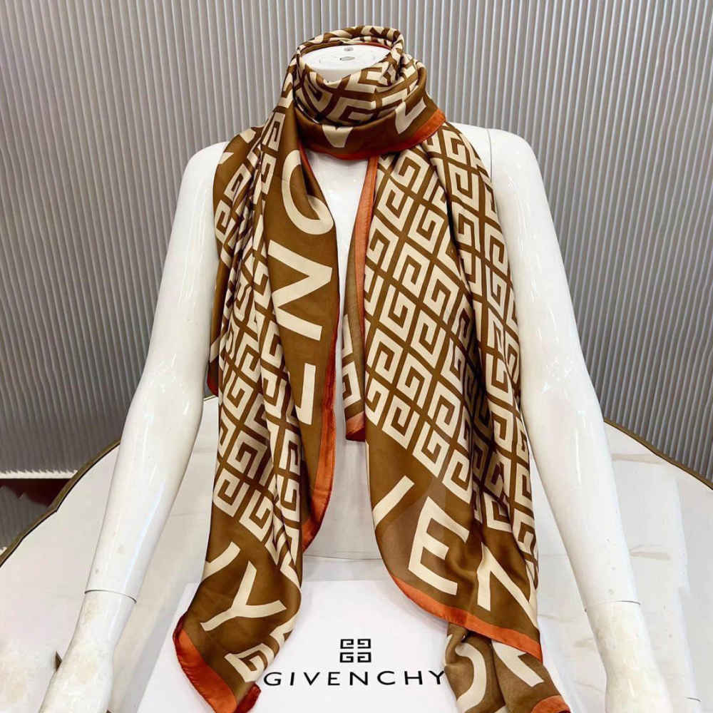 Givenchy Premium Quality Brown Silk Stole-5