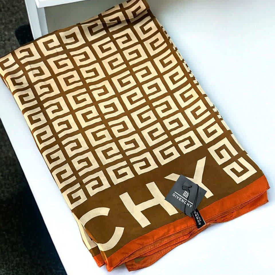 Givenchy Premium Quality Brown Silk Stole-3