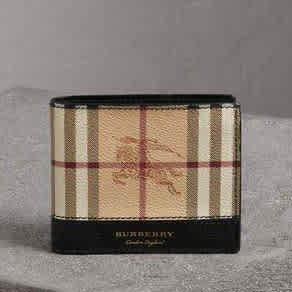 Burberry Print Black Leather Compact Wallet-thumb-0