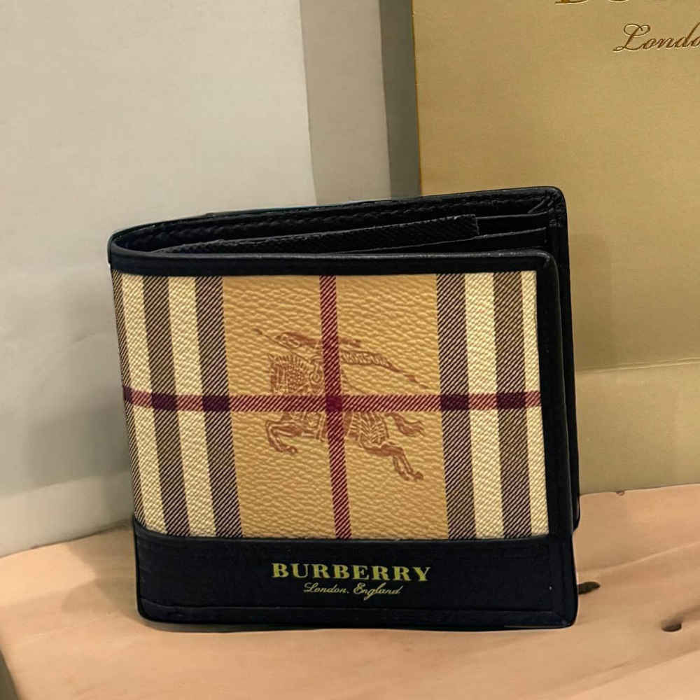 Burberry Print Black Leather Compact Wallet-thumb-2