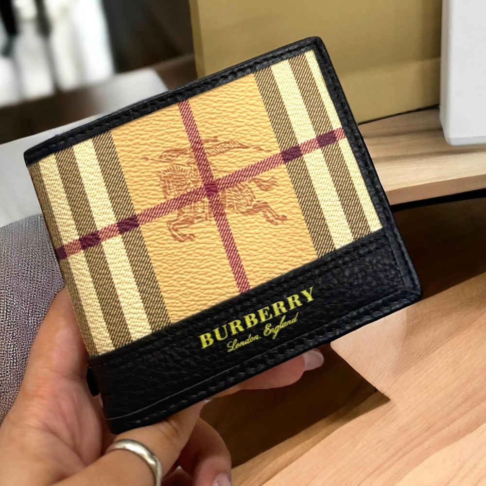 Burberry Print Black Leather Compact Wallet-thumb-3