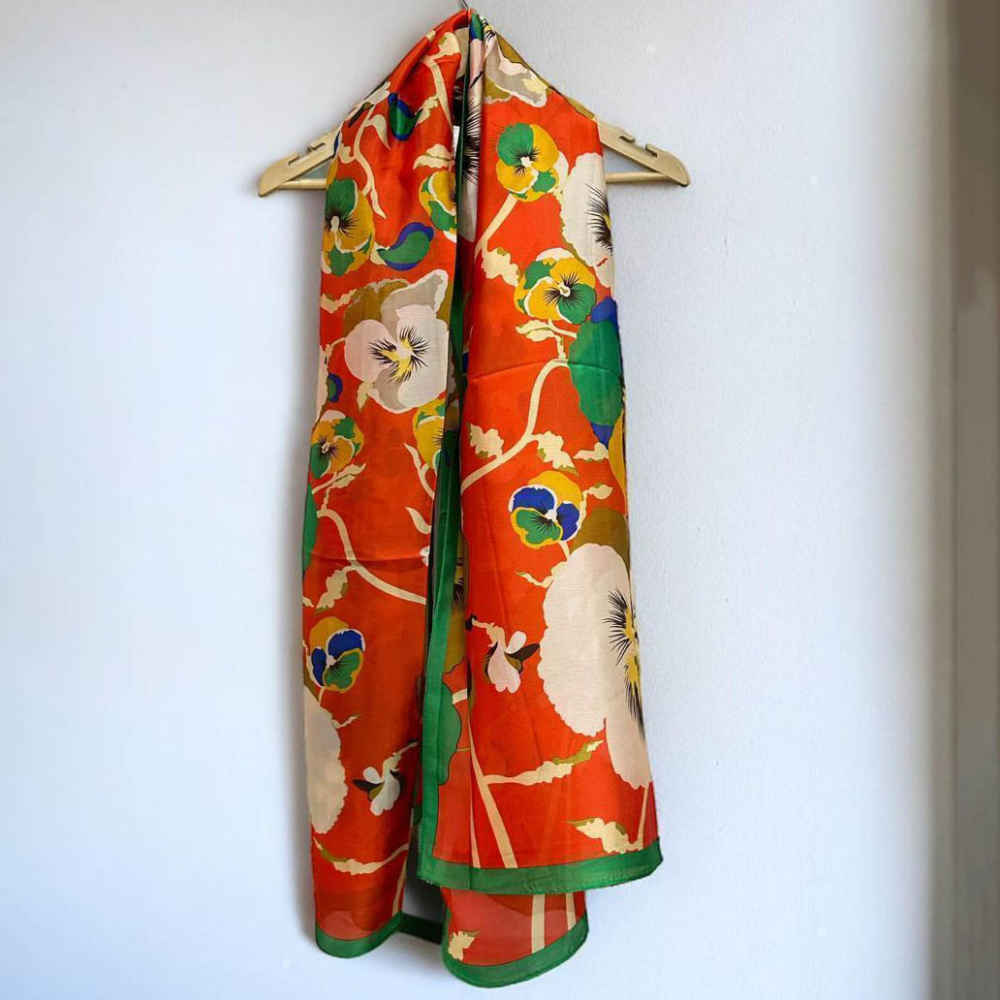 Kenzo Designer Orange Silk Stole-2