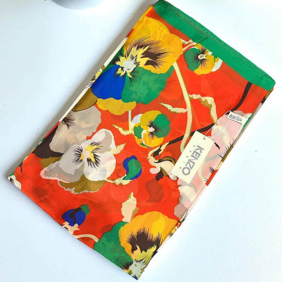 Kenzo Designer Orange Silk Stole-3