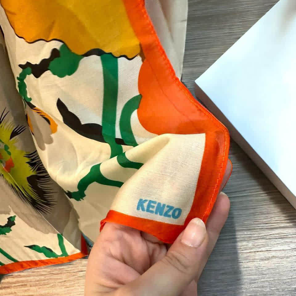 Kenzo Designer White Silk Stole-2