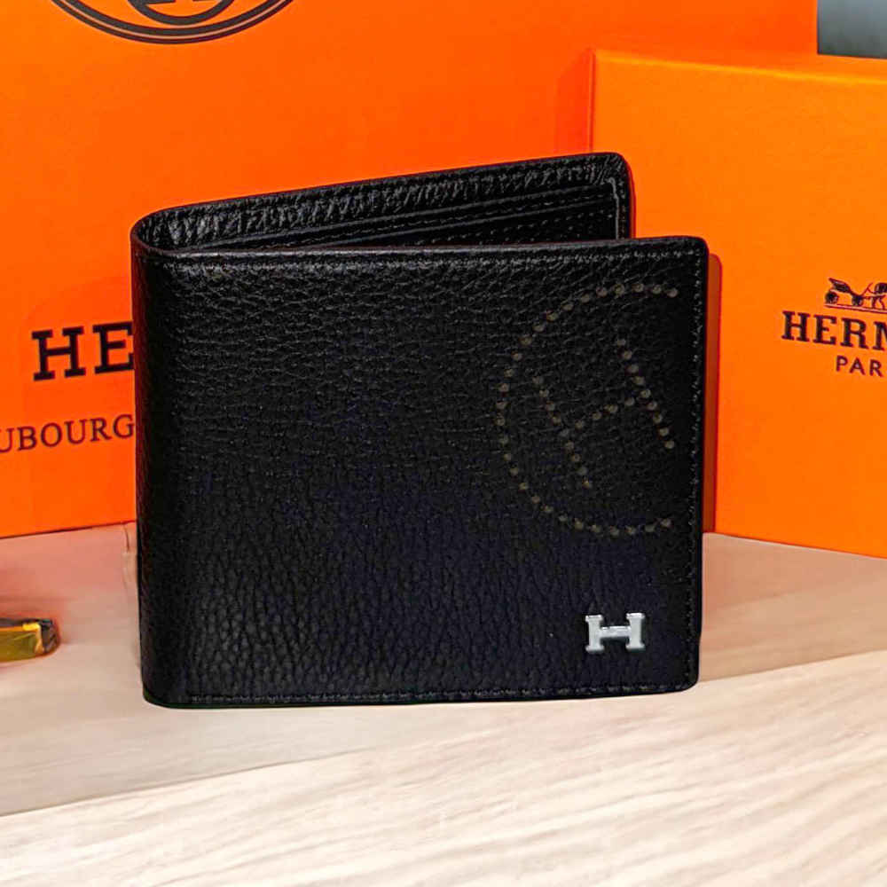 Hermes Black Premium Compact Wallet-thumb-2
