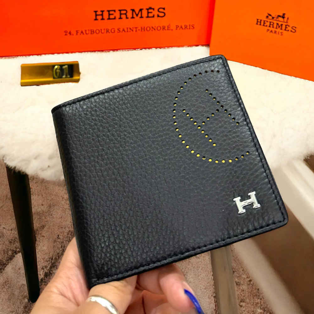 Hermes Black Premium Compact Wallet-thumb-1