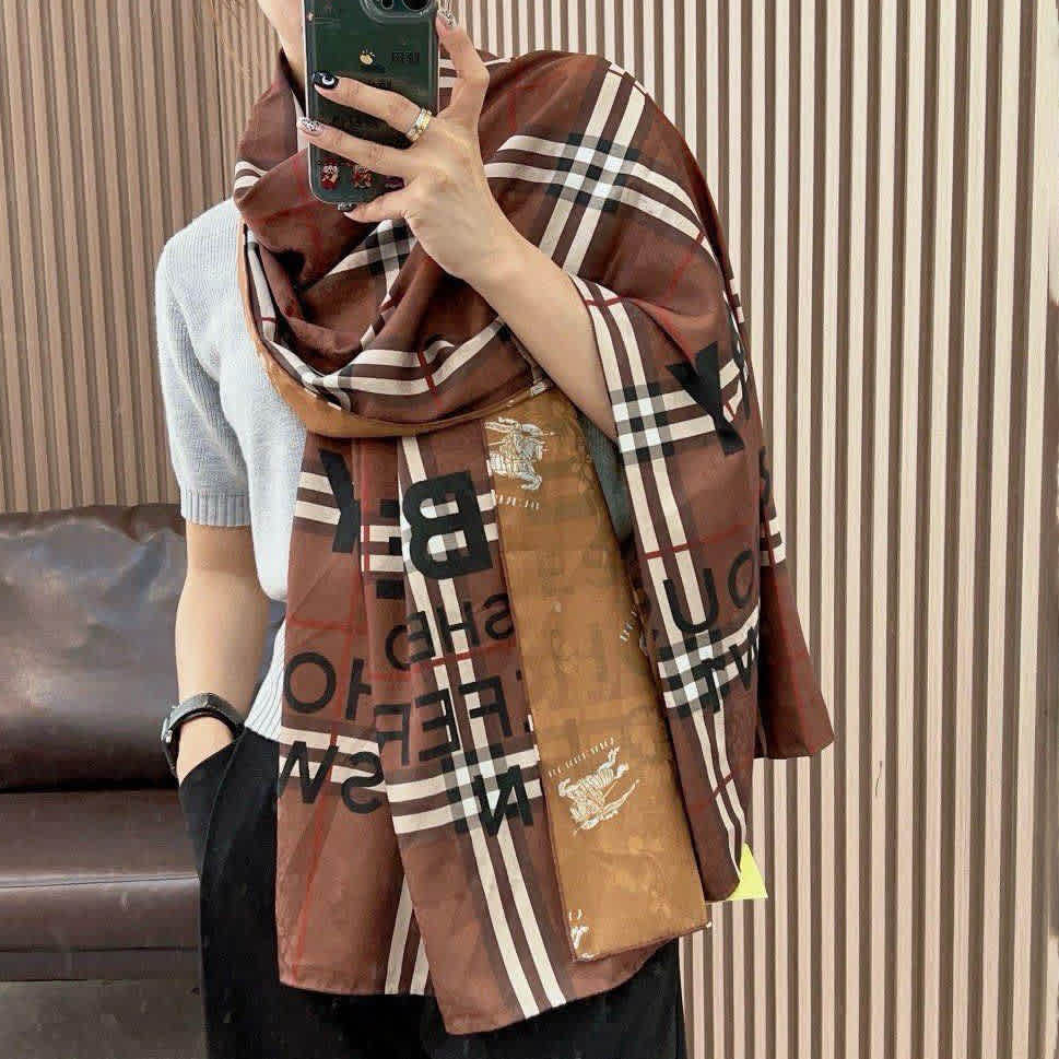 Burberry Designer Brown Silk Stole-2
