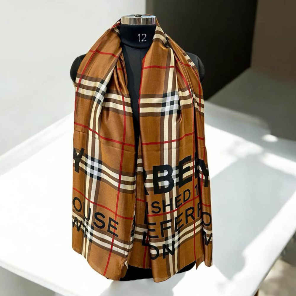 Burberry Designer Brown Silk Stole-1